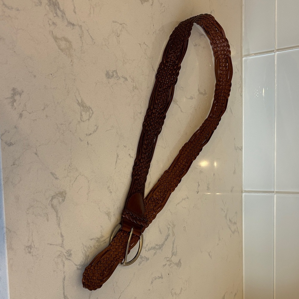 White Stag Brown Leather Braided Belt